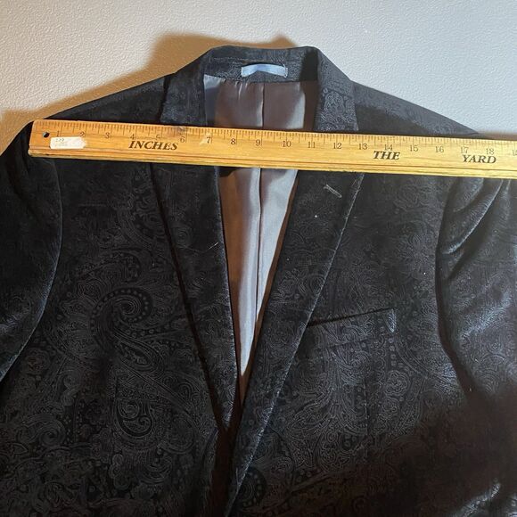 MADISON Blazer Paisley Velvet Sport Coat Casual Jacket Cotton Mens 40R Black - Picture 5 of 10